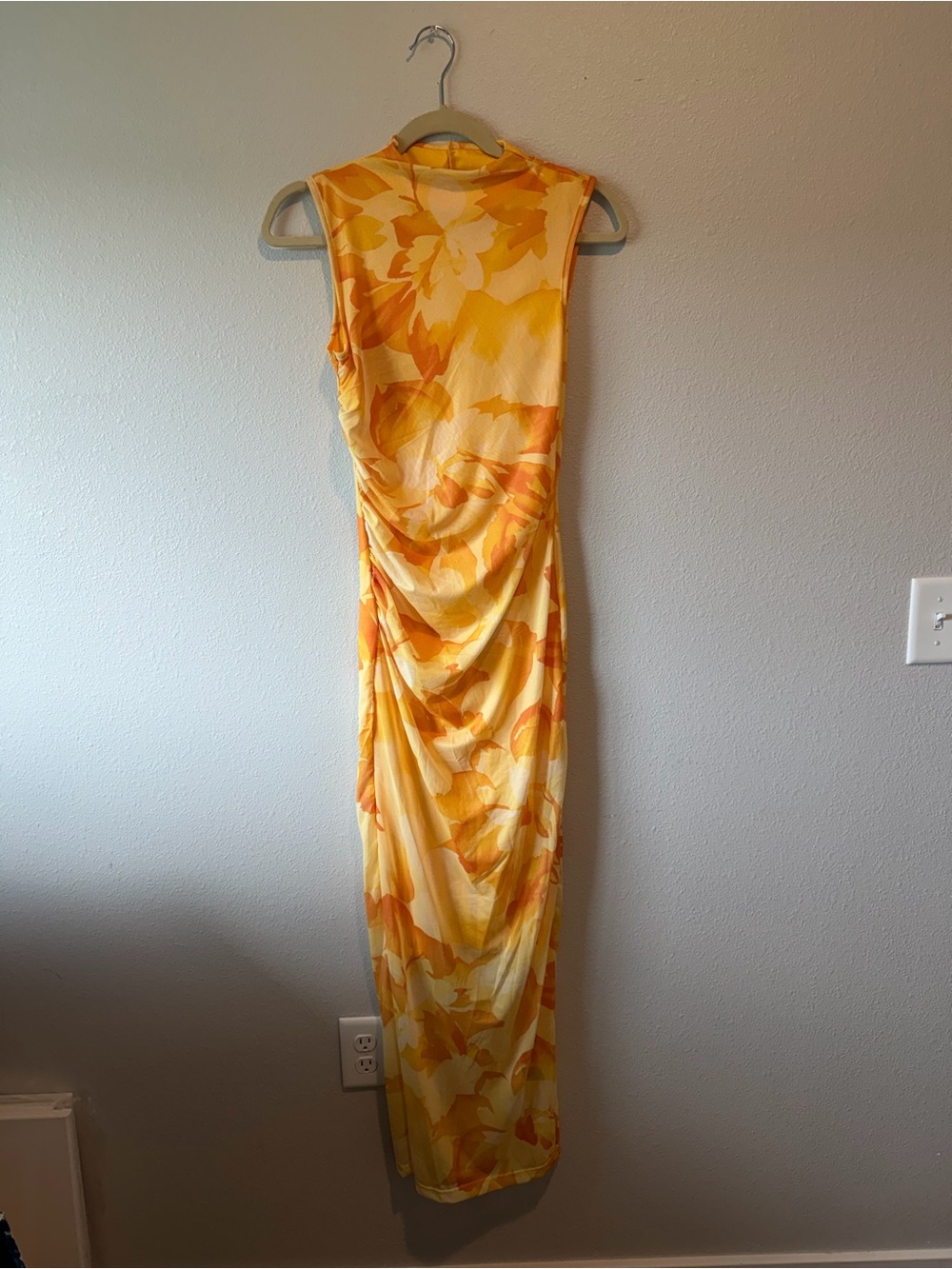 Sleeveless Yellow Floral Maxi Dress